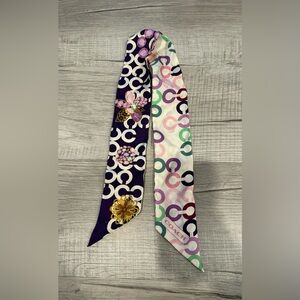 Coach Purple and Cream Patterned Scarf